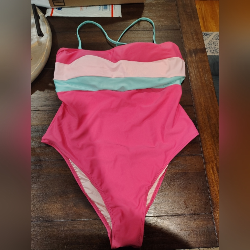 Pink and Mint Kids One Piece Swimsuit